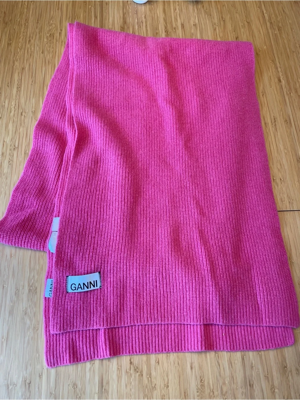 Ganni Wool Hot Pink Scarf